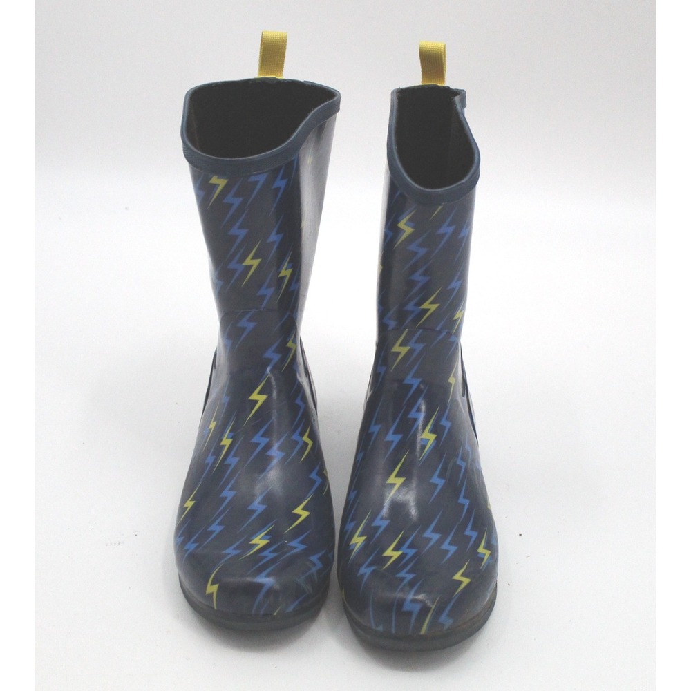 Muck Boots Blue and Yellow Lightning Bolt Rubber Boots Youth Size 6